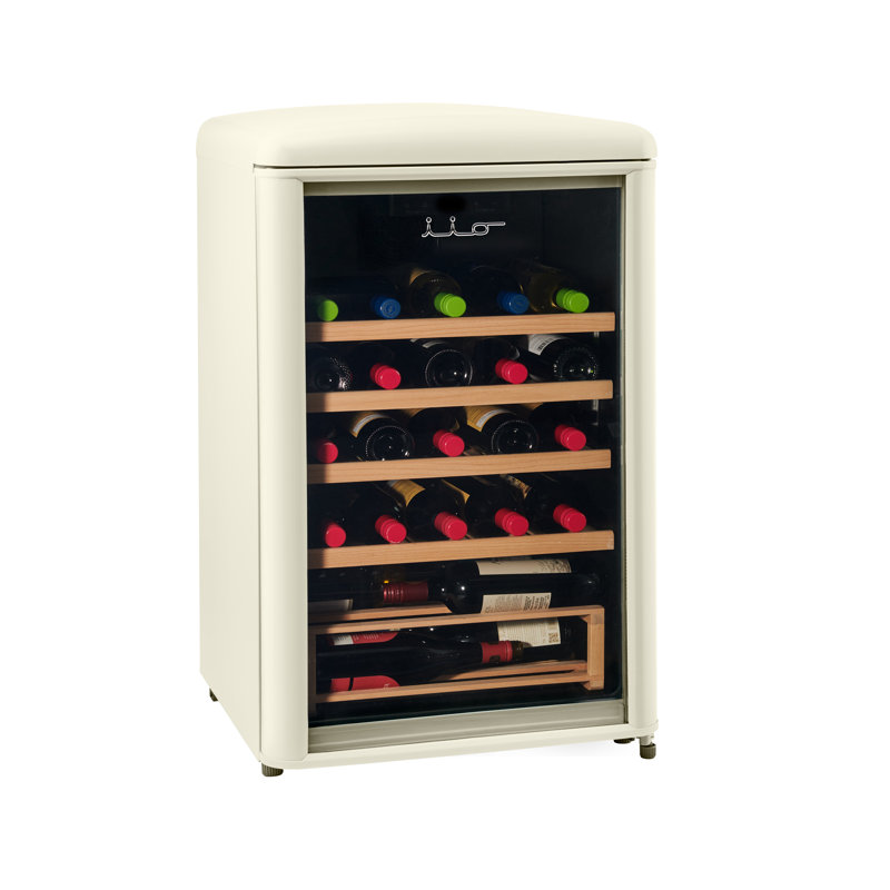 iio 30 Bottle Freestanding Retro Wine Cooler with Wooden Shelves Wayfair